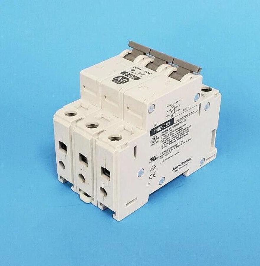 Used ALLEN-BRADLEY 1492-CB3-G050 SER. C CIRCUIT BREAKER, 5A, 3HP, 1492CB3G050