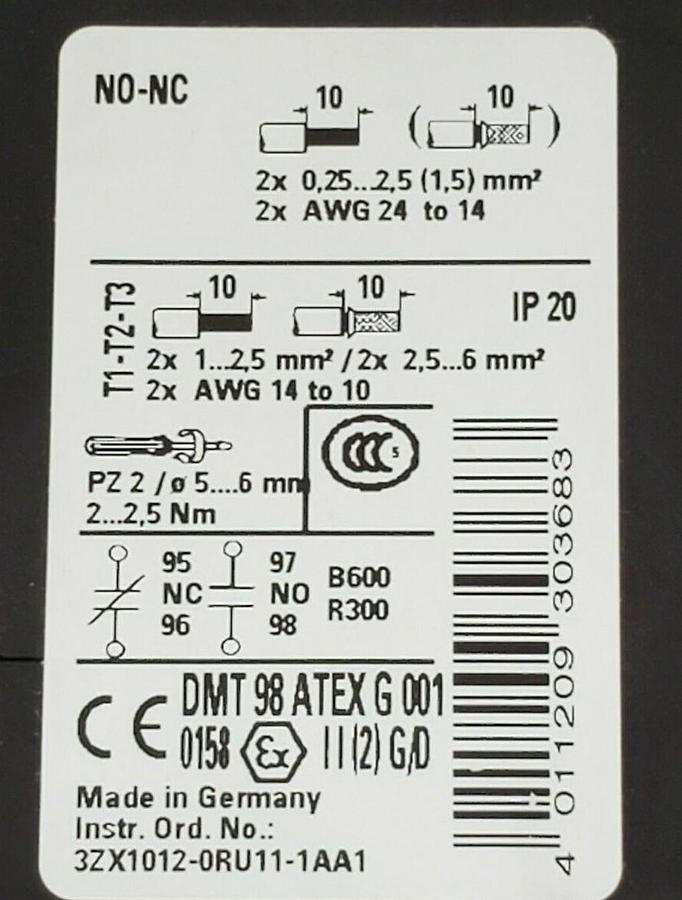 Used NEW SIEMENS 3RU1126-1GD0 OVERLOAD RELAY 3RU11261GD04.5-6.3A