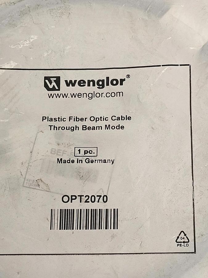 Used NEW WENGLOR OPT2070 PLASTIC FIBER OPTIC CABLE THROUGH BEAM MODE 2M LENGTH