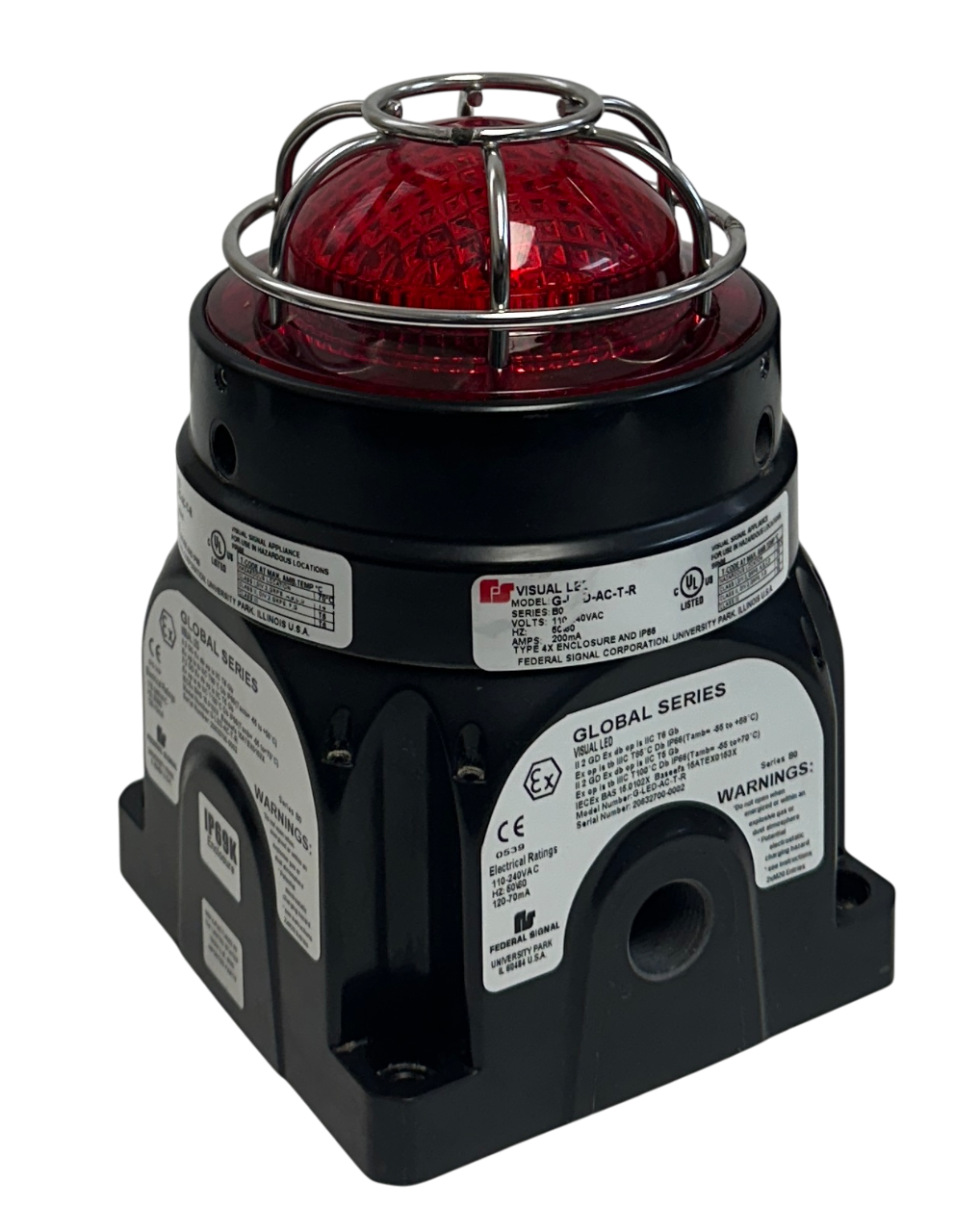 Used FEDERAL SIGNAL G-LED-AC-T-R / GLEDACTR GLOBAL SERIES LED LIGHT RED 110-240V USNP
