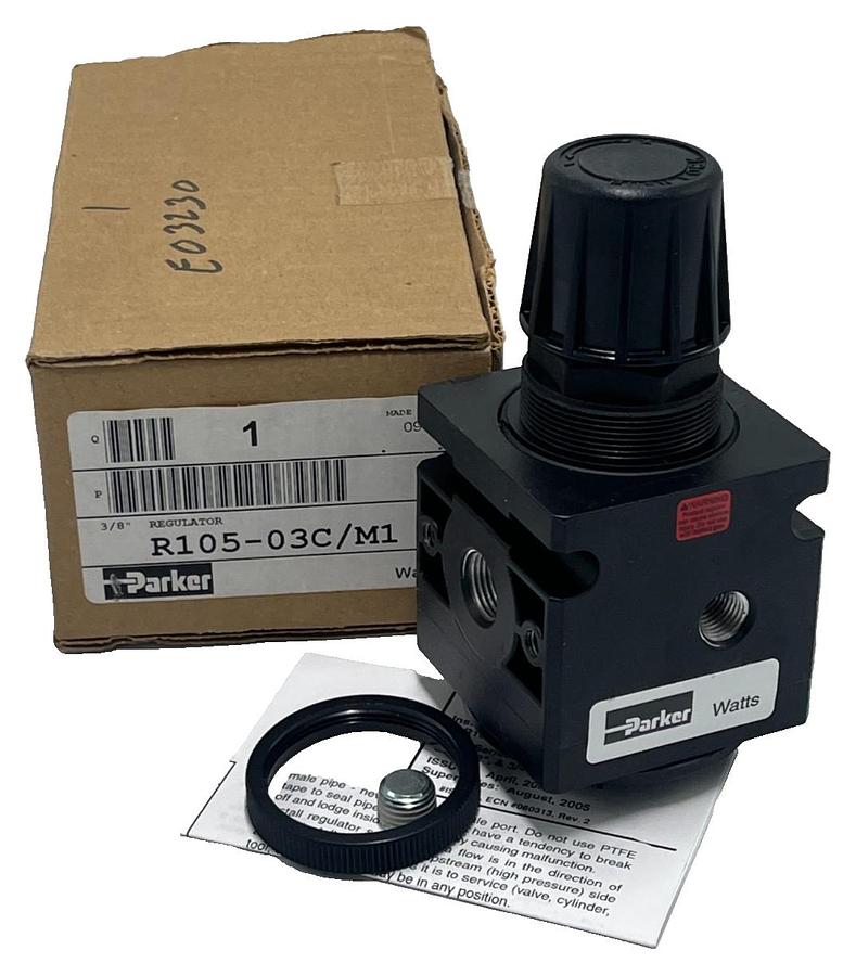 Used Parker Watts R105-03C M1 R10 Ser. Compact Air Pressure Regulator 3/8" NPT, NSMP