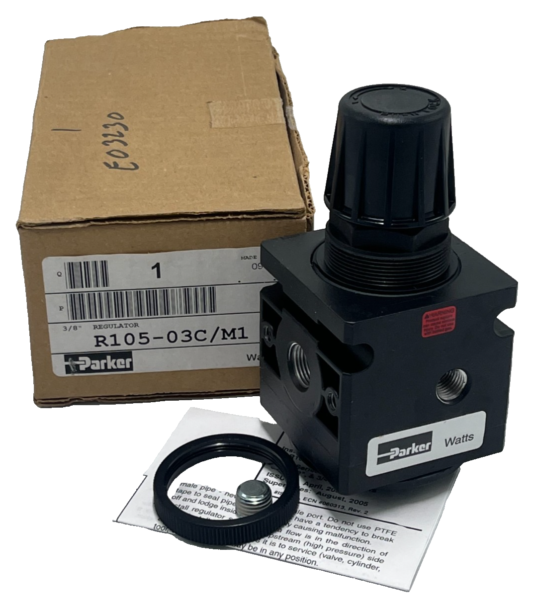 Used Parker Watts R105-03C M1 R10 Ser. Compact Air Pressure Regulator 3/8" NPT, NSMP