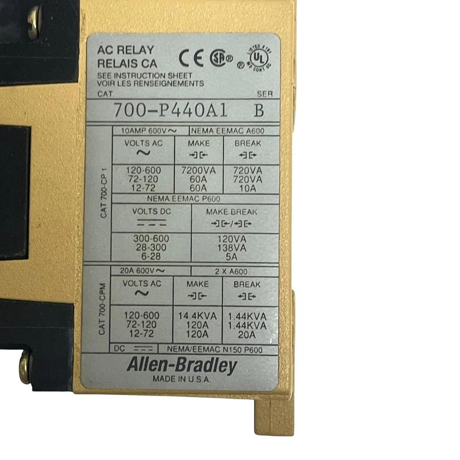 Used Lot of 2 Allen-Bradley 700-P440A1 AC Relay Bulletin 700 Type P 110/120V
