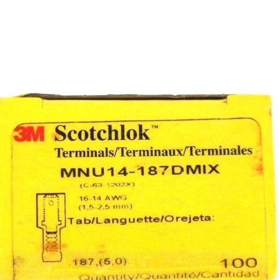 Used BOX OF 100 NEW 3M SCOTCHLOK MNU14-187DMIX MALE DISCONNECT NYLON INSULATED