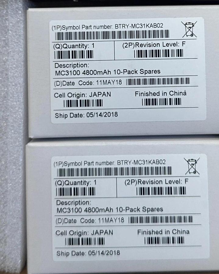 2 SYMBOL BTRY-MC31KAB02 / BTRYMC31KAB02 MC3100 4800mAh BATTERIES NSMP