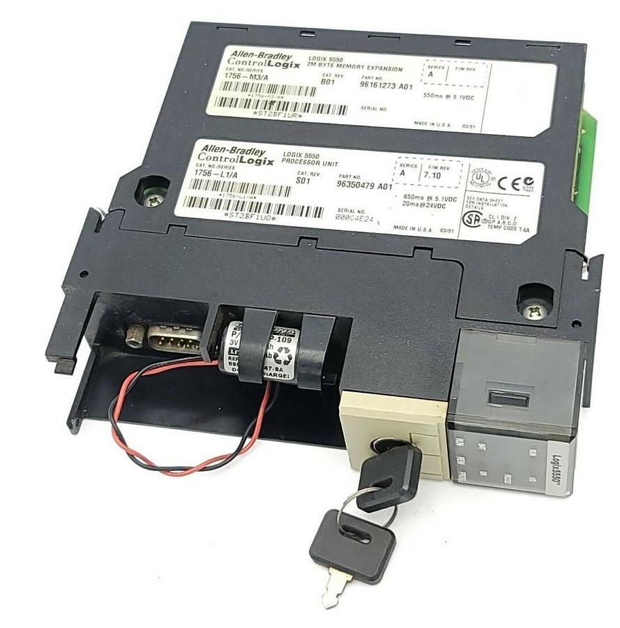 Used ALLEN BRADLEY 1756-M3/A REV. B01 SER. A 1756-L1/A REV. S01 SER. A F/W: 7.10