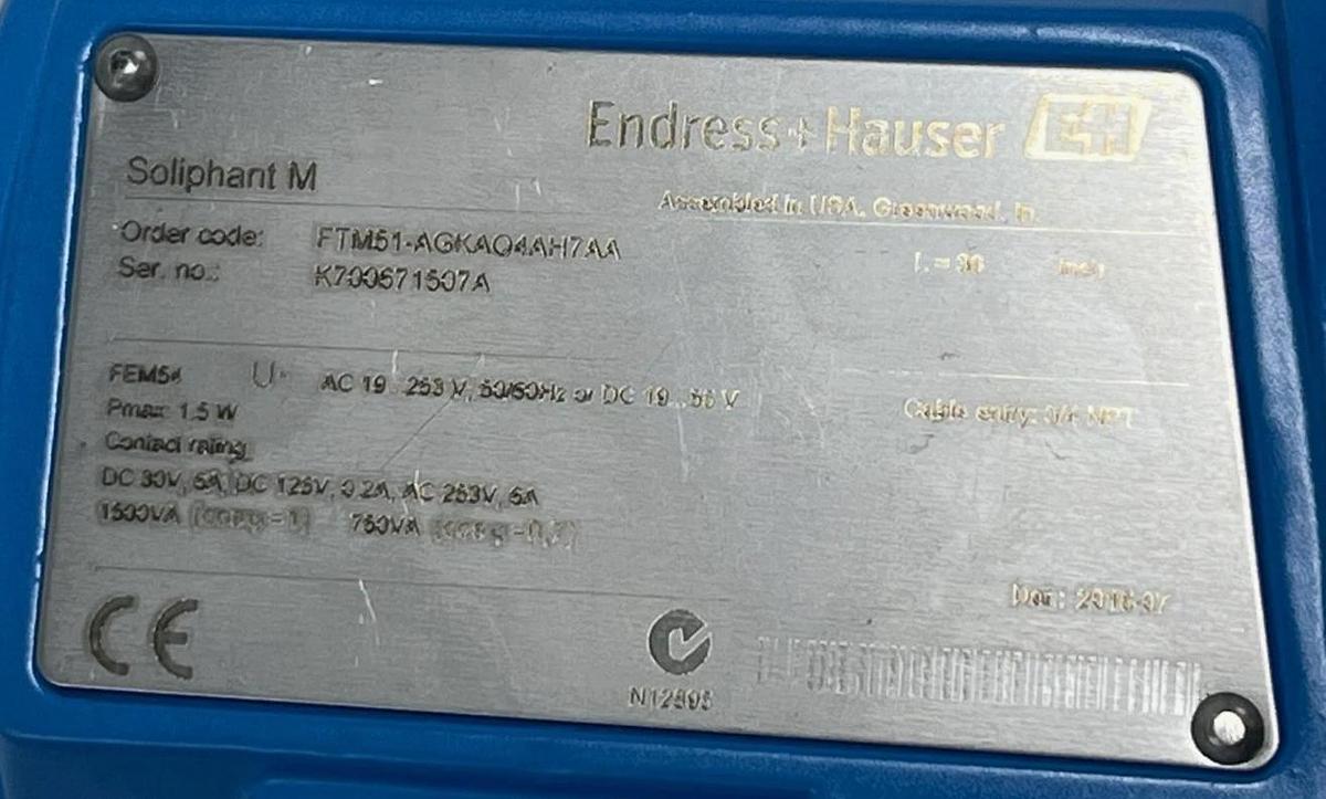 Endress+Hauser Soliphant M FTM51-AGKAQ4AH7AA Vibronic Level Switch - 36" - NSMP