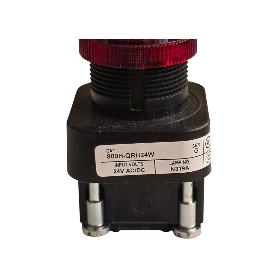Used ALLEN BRADLEY 800H-QRH24W /G 30mm RED PILOT LIGHT 800H PUSH BUTTON NSNP (read)