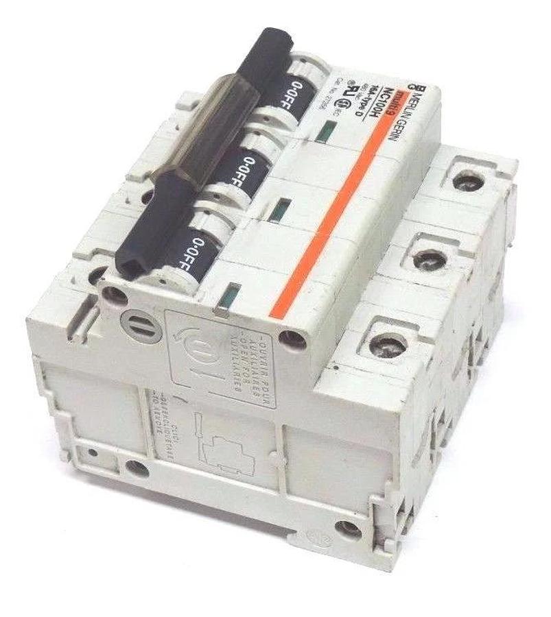 Used MERLIN GERIN NC100H MULTI 9 CIRCUIT BREAKER 16A, TYPE D, 480VAC, 27356