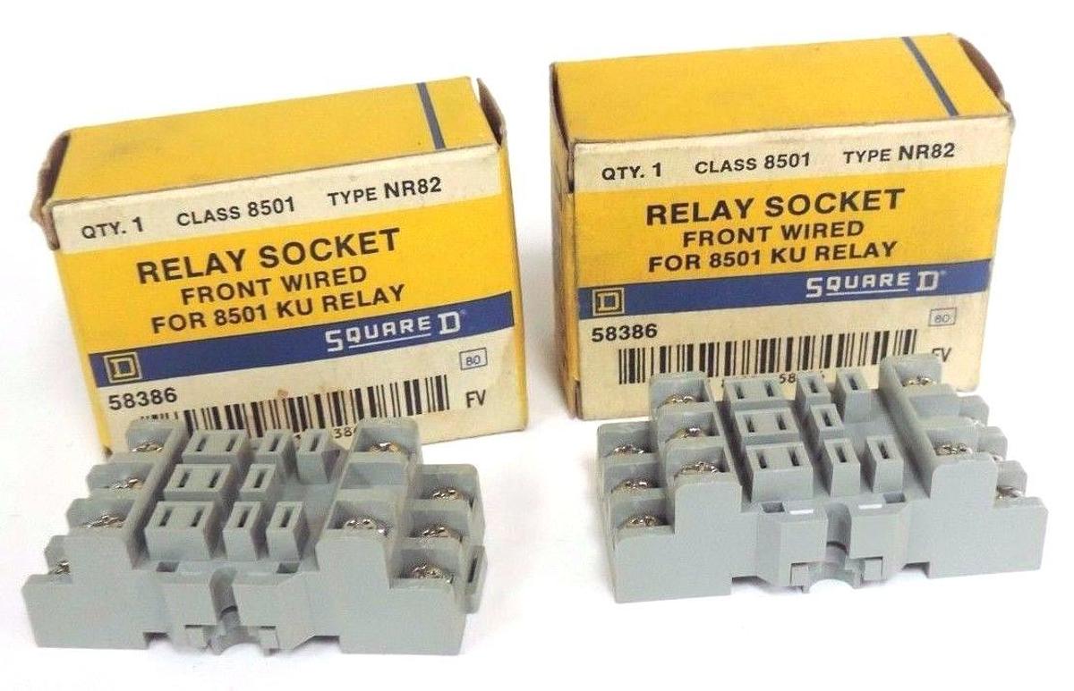 Used LOT OF 2 NIB SQUARE D 8501-NR82 RELAY SOCKETS 10AMP 300V 8501NR82