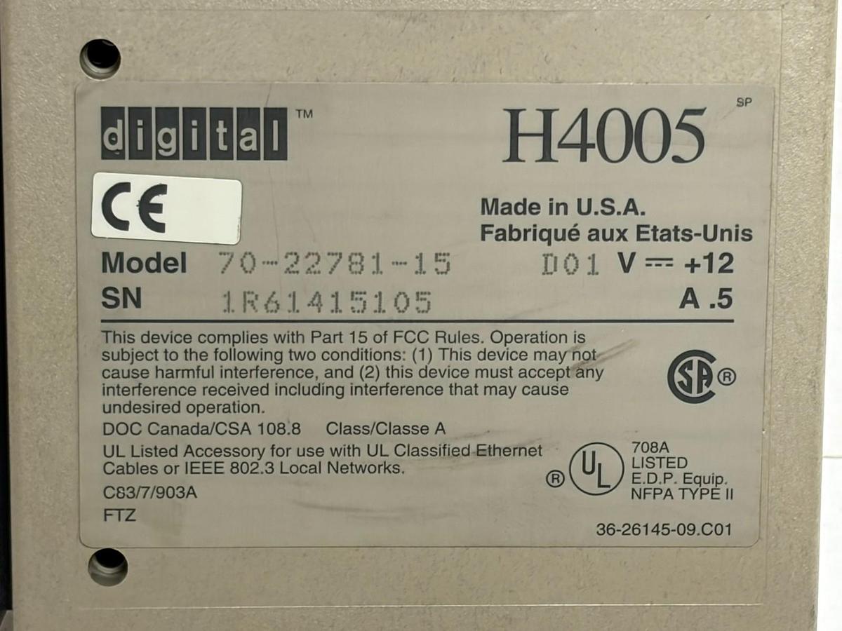 Used Vintage DEC Digital H4005 Ethernet Transceiver Module 70-22781-15 15-Pin AUI