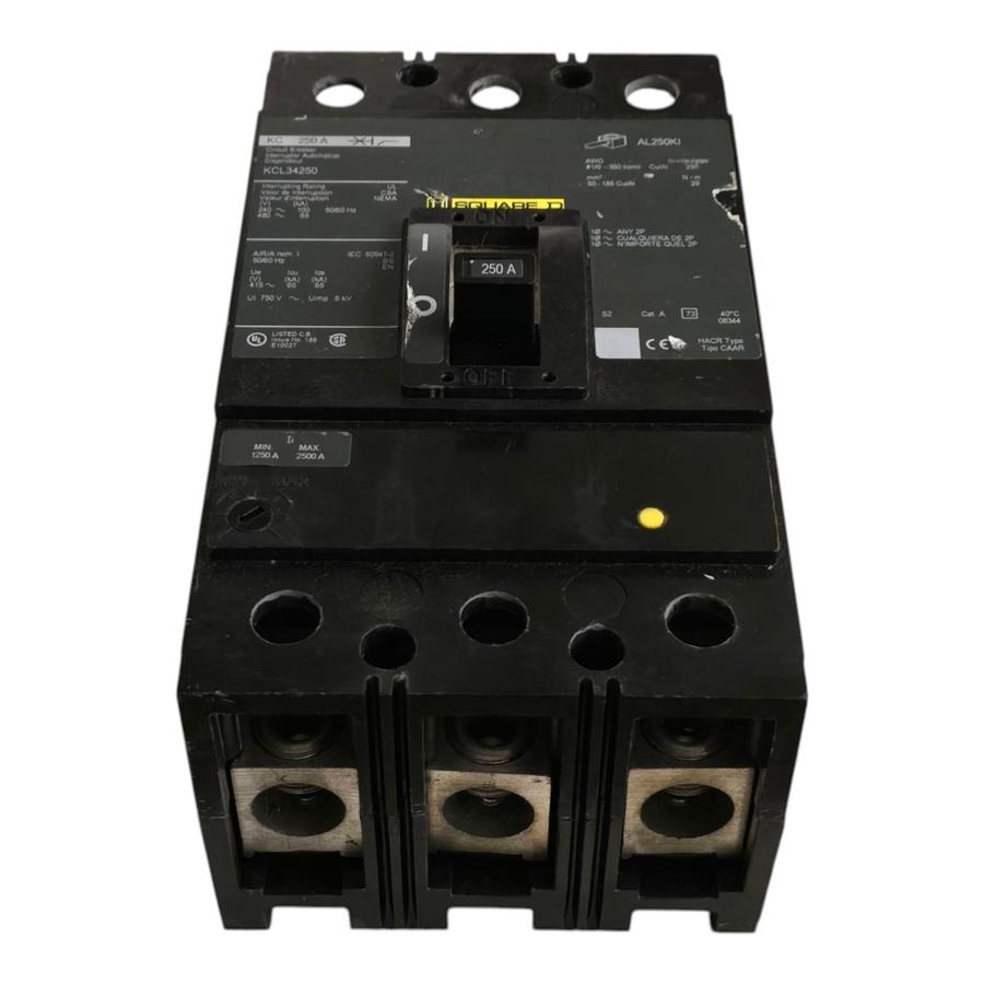 Used Square D KCL34250 Circuit Breaker | 3 Pole | 250 Amp | 480V | 65kA @ 480V NSNP