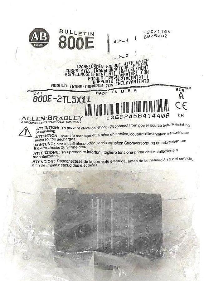 Used NEW ALLEN BRADLEY 800E-2TL5X11 TRANSFORMER MODULE W/ LATCH 800E2TL5X11, SER. A