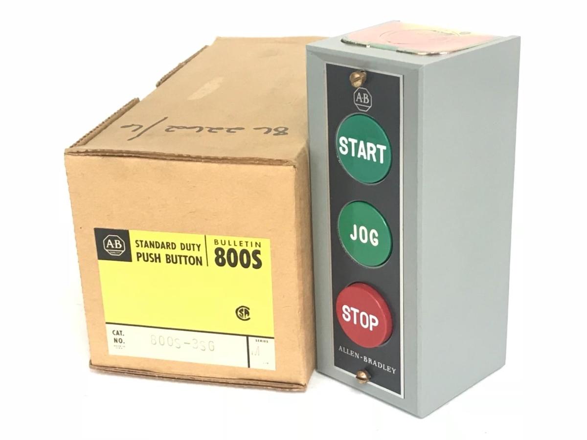 Used NIB ALLEN-BRADLEY 800S-3SG SER. M START-JOG-STOP PUSH BUTTON 800S3SG