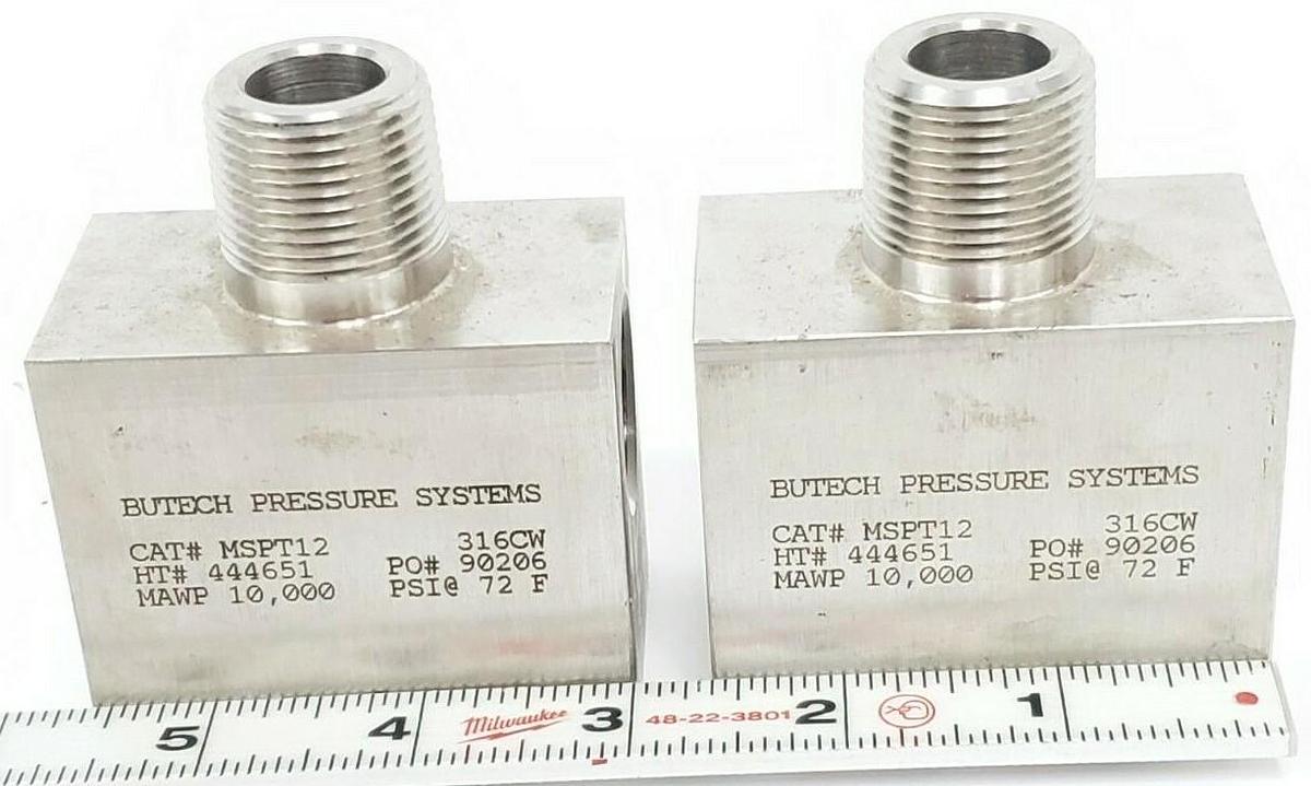 Used LOT OF 2 NEW BUTECH PRESSURE SYSTEMS CAT# MSPT12 316CW, HT#: 444651