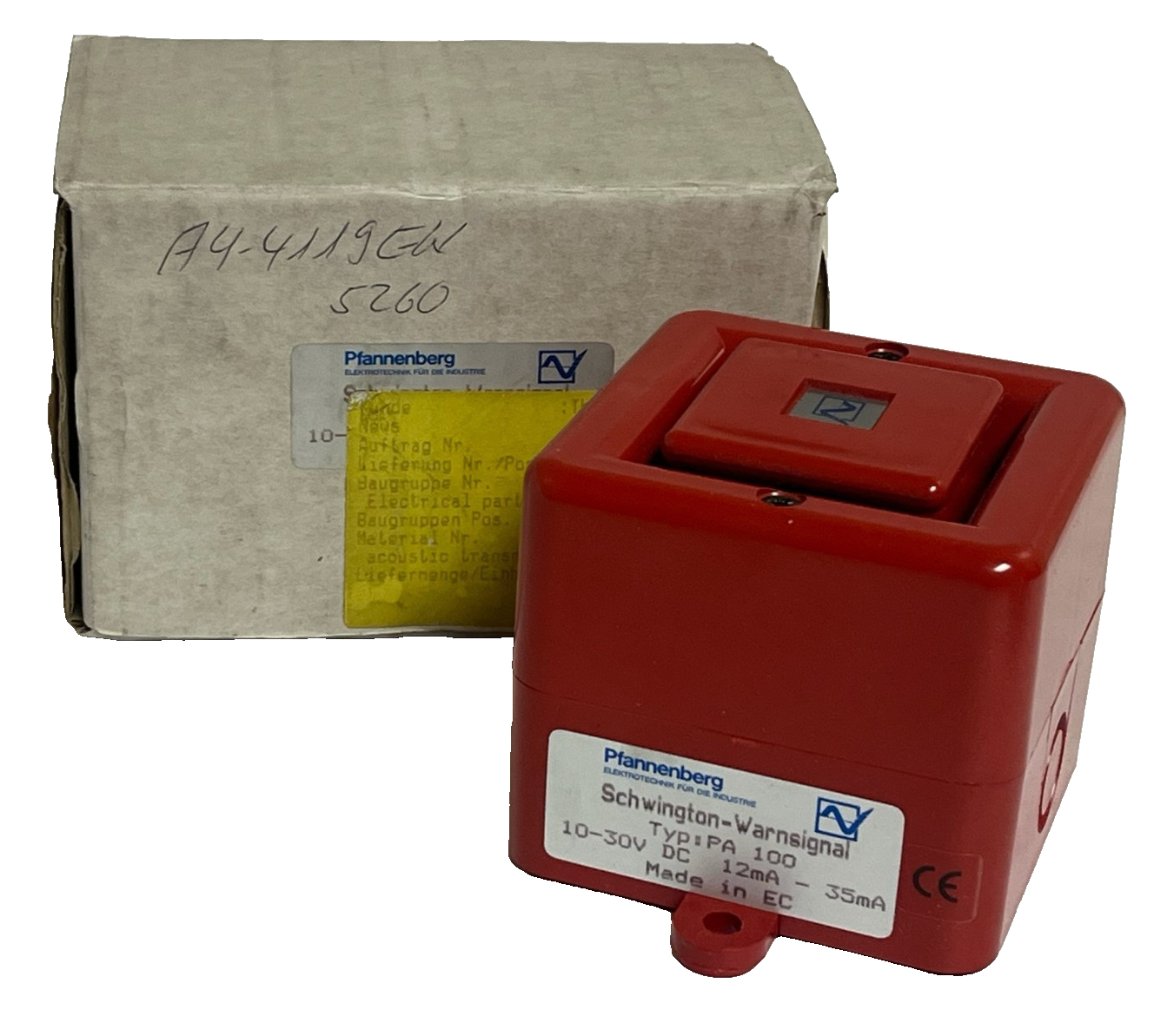 Used Pfannenberg PA-100 Schwington Electronic Sounder 10-30V DC - Gray/Red 100dB(A)