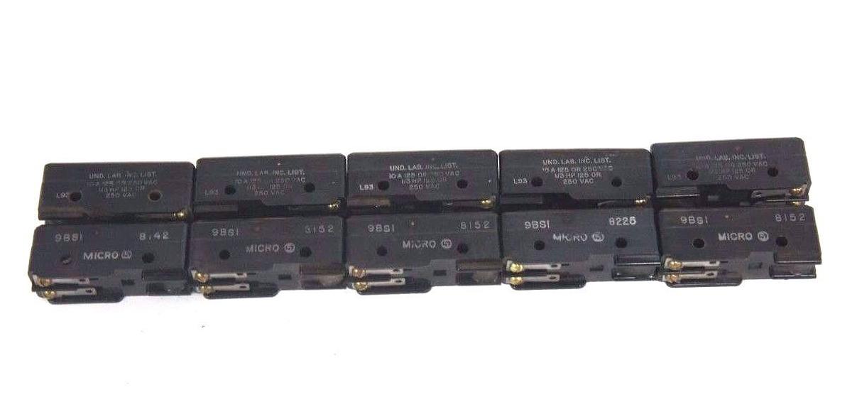 Used LOT OF 10 HONEYWELL MICROSWITCH 9BS1 LIMIT SWITCHES