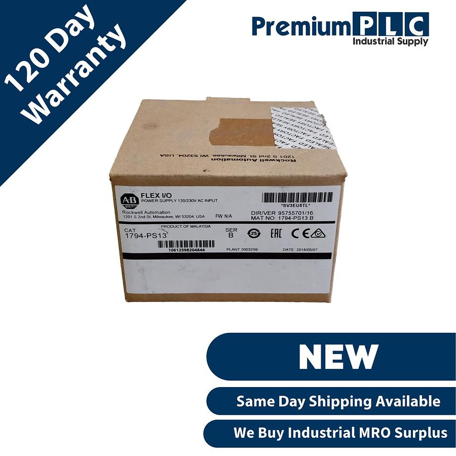 Used NEW ALLEN BRADLEY 1794-PS13 /B REV. B01 FLEX I/O POWER SUPPLY MODULE 1794PS13