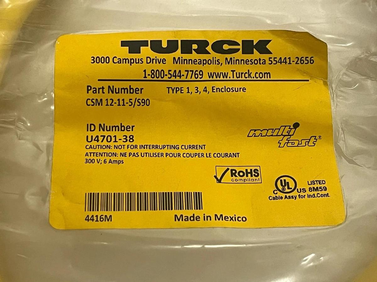 Turck CSM 12-11-5/S90 Multifast Cable 12-Pin M16 5M NEW SURPLUS