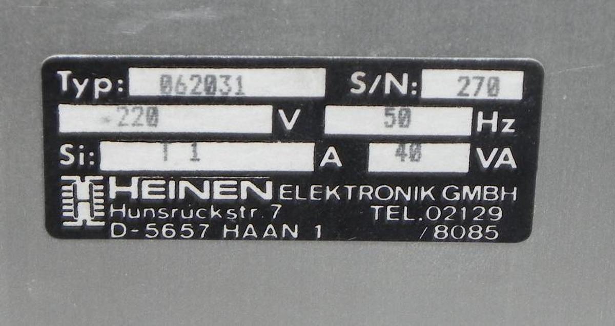 Used NEW HEINEN ELEKTRONIK TYP: 062031 POWER SUPPLY MODULE 220V 50HZ, 48VA