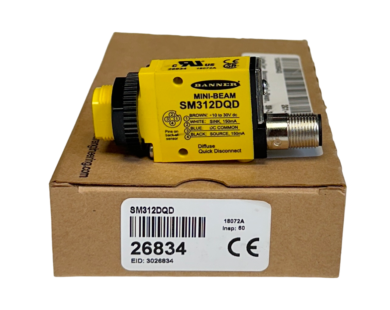 Used NEW BANNER SM312DQD / 26834 MINI-BEAM PHOTOELECTRIC SENSOR 10-30VDC 150mA NSMP