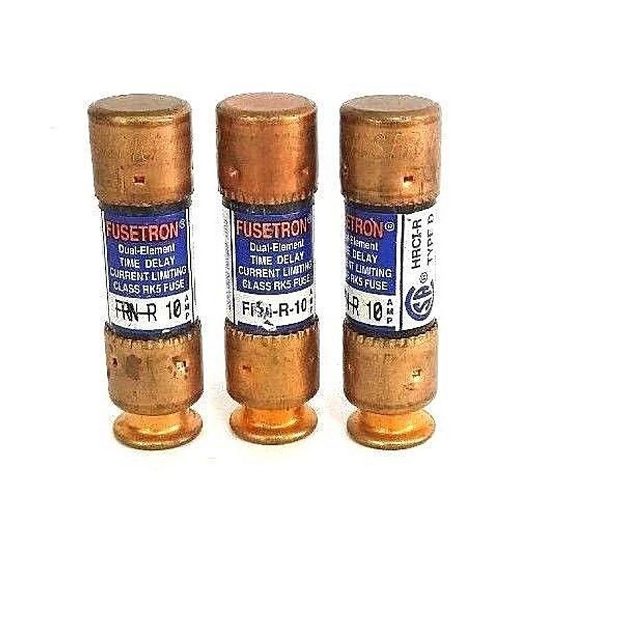 LOT OF 3 NEW BUSSMANN FUSETRON FRN-R-10 DUEL-ELEMENT FUSES FRNR10