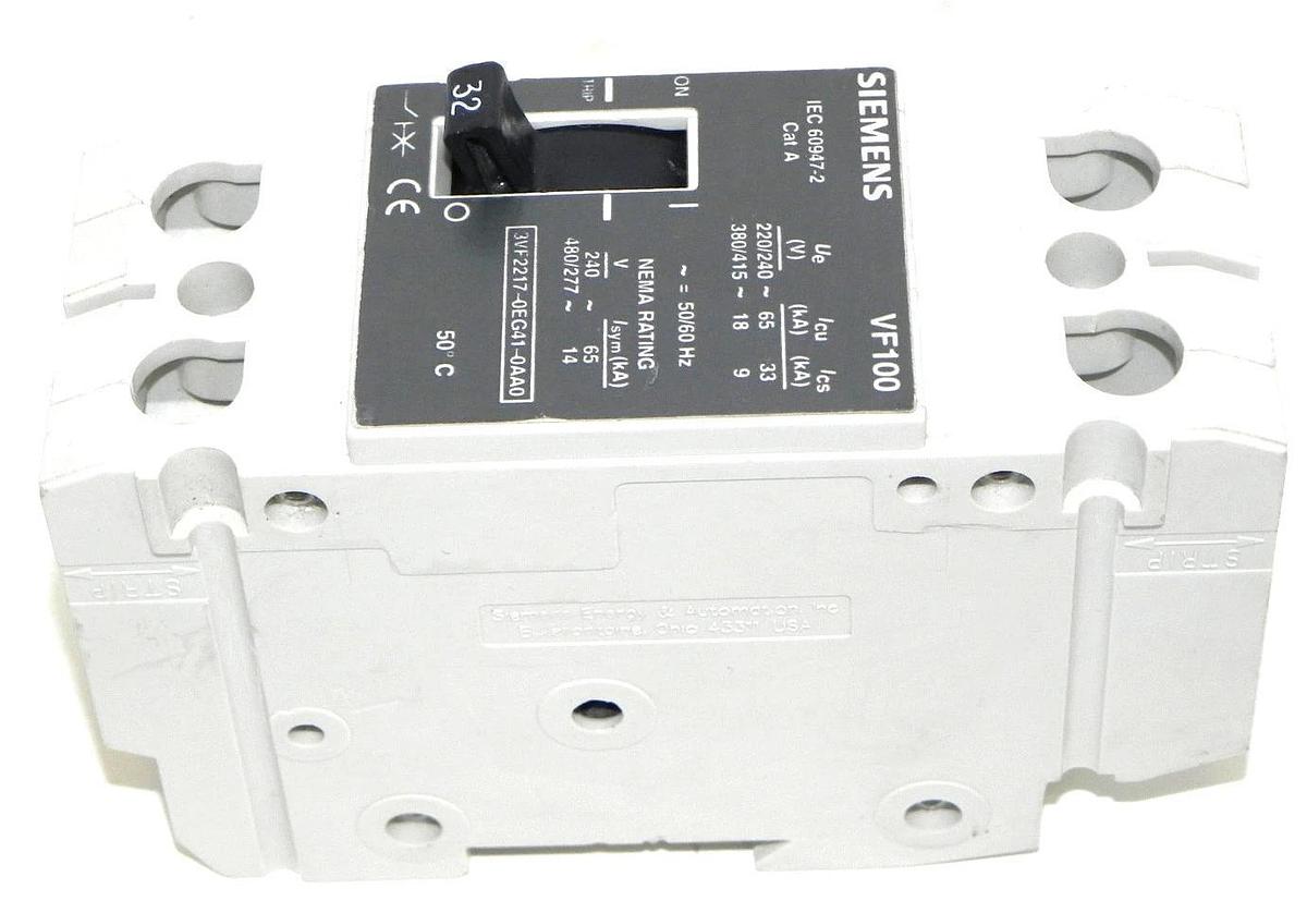 Used SIEMENS 3VF2217-0EG41-0AA0 CIRCUIT BREAKER VF100 3VF22170EG410AA0