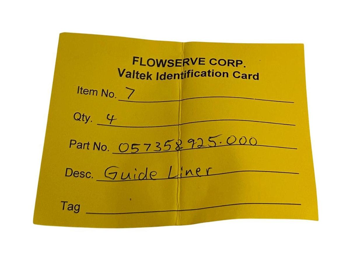 4 FLOWSERVE VALTEK 057358.925.000 / 057358925000 OEM GUIDE LINERS NSNP