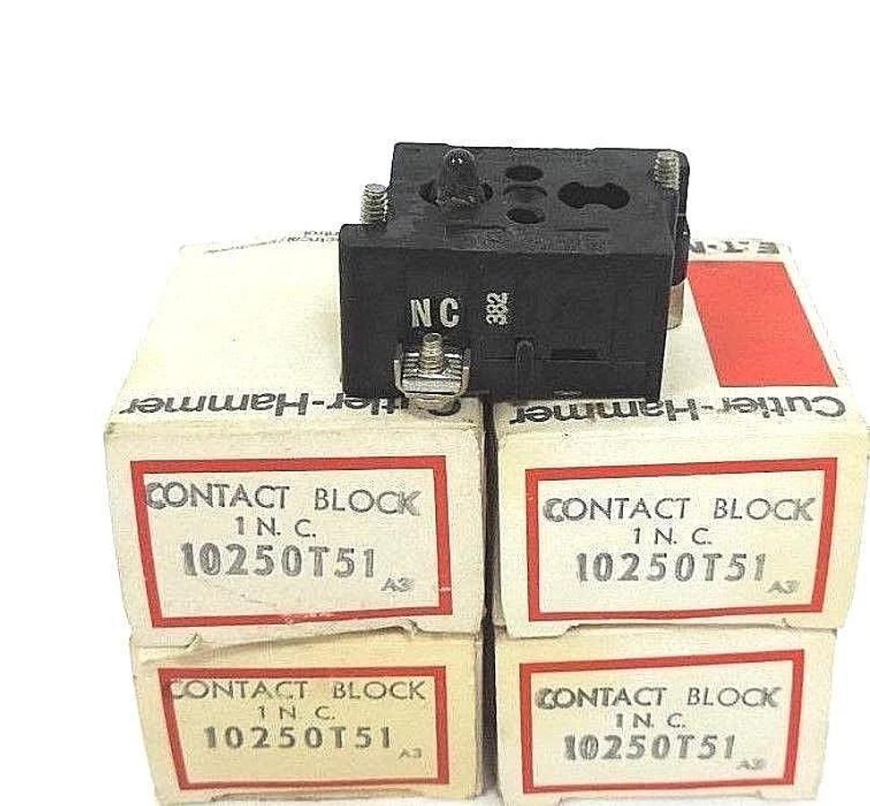 Used LOT OF 4 NIB CUTLER HAMMER 10250T51 SER. A3 CONTACT BLOCKS 1 N.C.