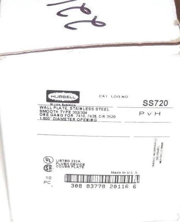 Used LOT OF 25 NEW HUBBELL SS720 STAINLESS STEEL ONE-GANG 1.6" DIAMETER WALL PLATES