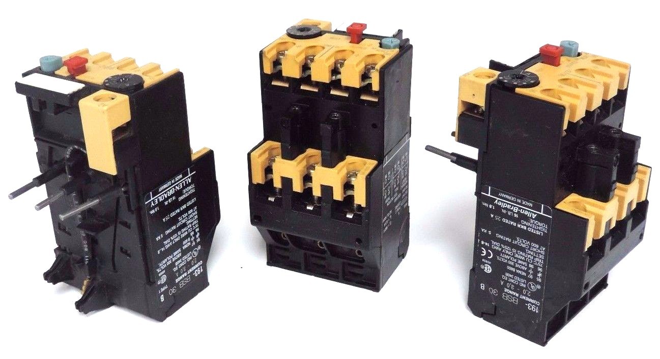 Used LOT OF 3 ALLEN BRADLEY 193-BSB 30 SER. B OVERLOAD RELAYS 193BSB30