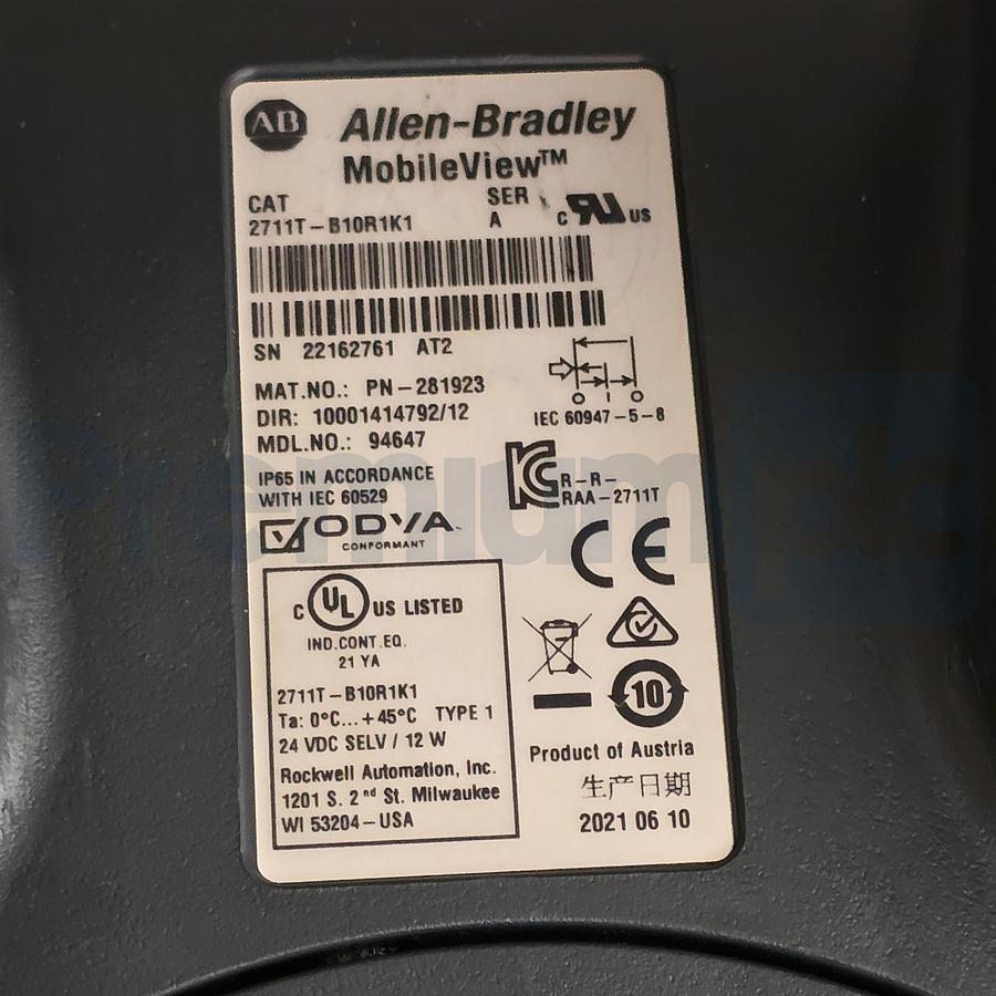 Used Surplus Allen Bradley 2711T-B10R1K1 /A MobileView Pendant Terminal 10" Touch 24V