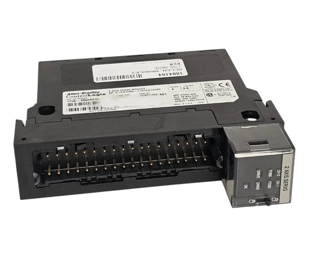 Used ALLEN BRADLEY 1756-M02AE/A 2 AXIS SERVO MODULE SER. A F/W REV. 3.8 1756-M02AE 612598172399