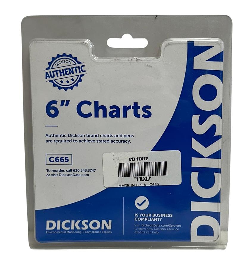Used 300 DICKSON C665 / 1LXL7 6'' REPLACEMENT CIRCULAR PAPER CHARTS 0-7 DAYS NSMP