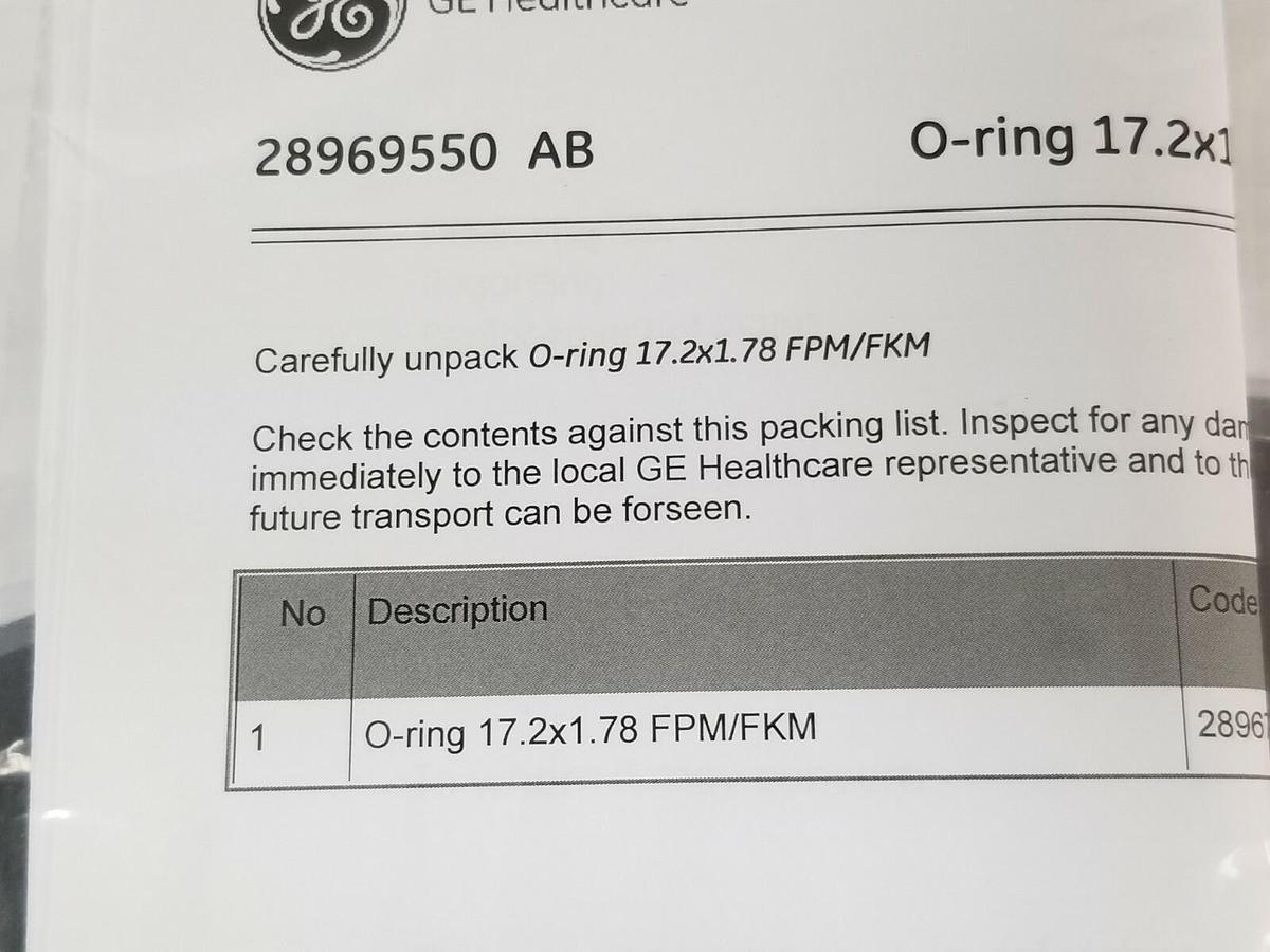 LOT OF 4 NEW GE HEALTHCARE 28-9695-50 O-RINGS 17.2 x 1.78 FPM/FKM 28969559 AB