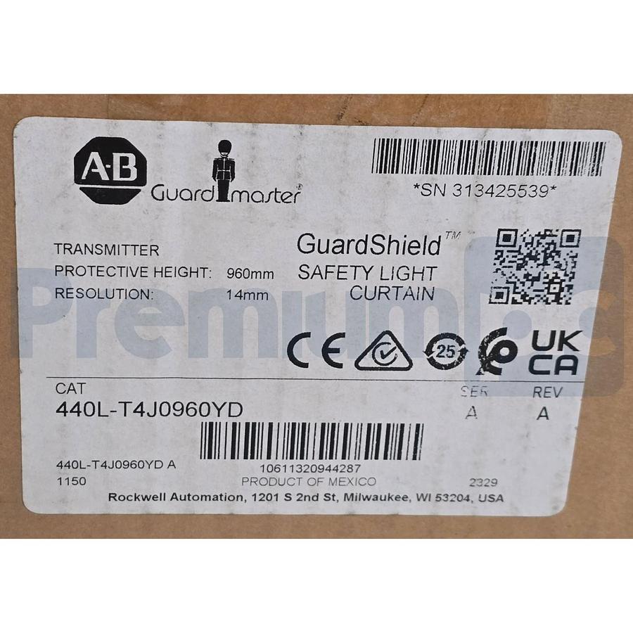 Used Allen-Bradley 440L-T4J0960YD /A GuardShield Light Curtain Transmitter NSMP