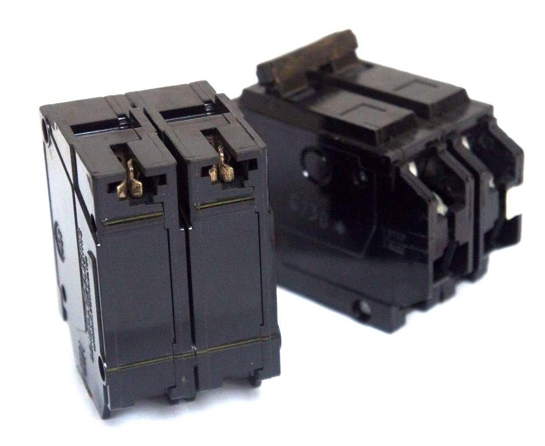 Used LOT OF 2 GENERAL ELECTRIC THQL2115 CIRCUIT BREAKERS 15 AMP 120/240V 2POLE PLUG O
