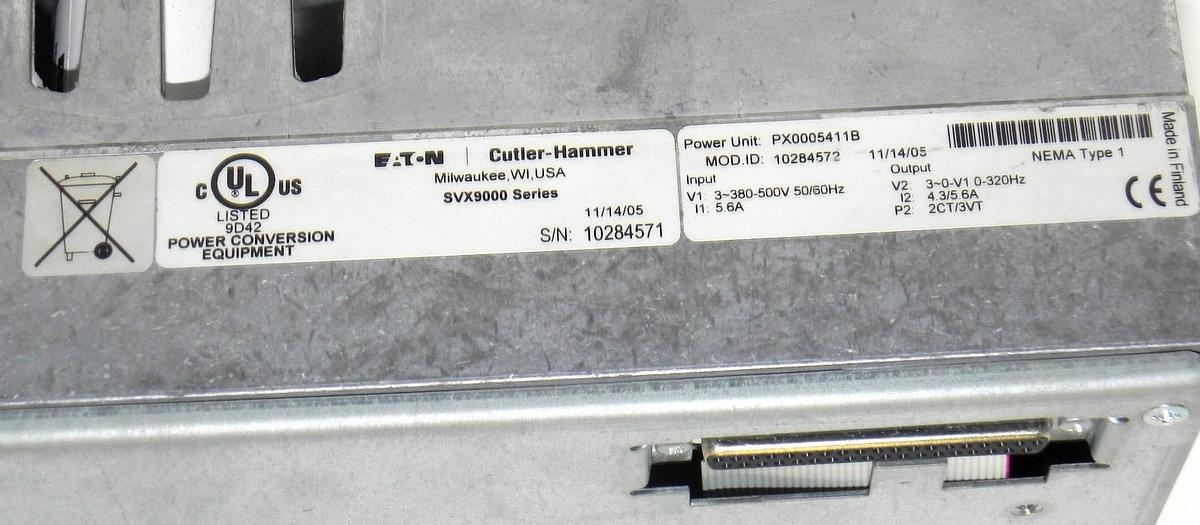Used CUTLER-HAMMER SVX002A1-4A1B1 DRIVE MOD. ID: 10284572 POWER UNIT: PX0005411B