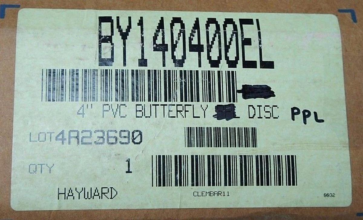 Used NIB HAYWARD BY140400EL 4" PVC BUTTERFLY PPL DISC VALVE STEM: 316SS DISC:PPL