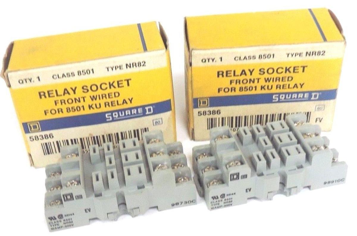 Used LOT OF 2 NIB SQUARE D 8501-NR82 RELAY SOCKETS 10AMP 300V 8501NR82
