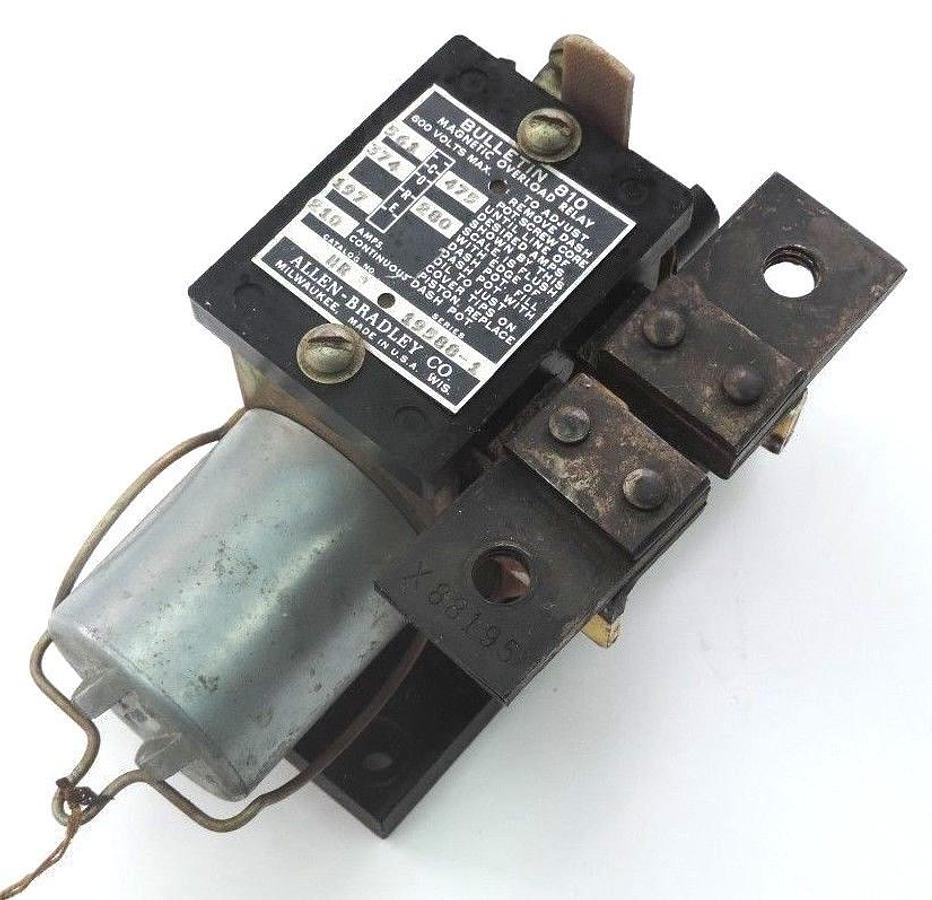 Used ALLEN BRADLEY BULLETIN 810 MAGNETIC OVERLOAD RELAY CAT. HR SER. 19588-1