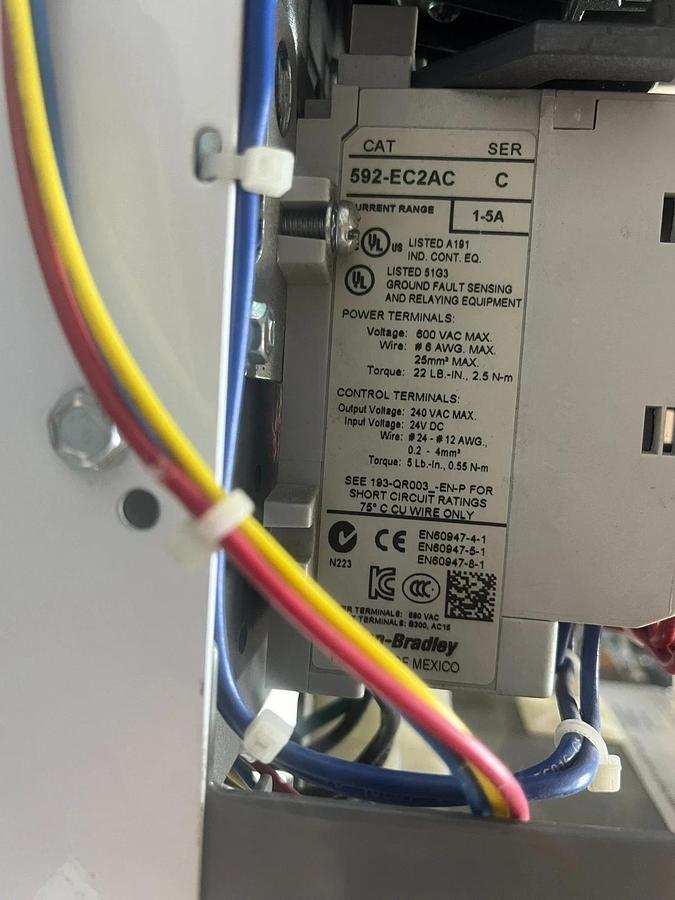Used Allen-Bradley 2113B-BABD-7FEC2A-37TGA MCC Bucket 2HP 480V Size 1 Starter 140MG