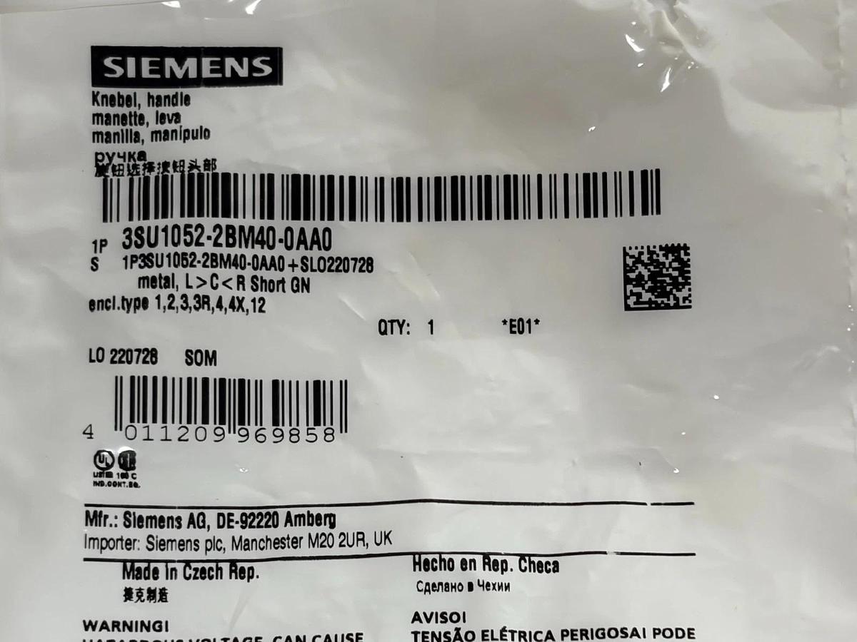 Siemens Sirius Act 3SU1052-2BM40-0AA0 Green Rotary Selector Switch 3-Position