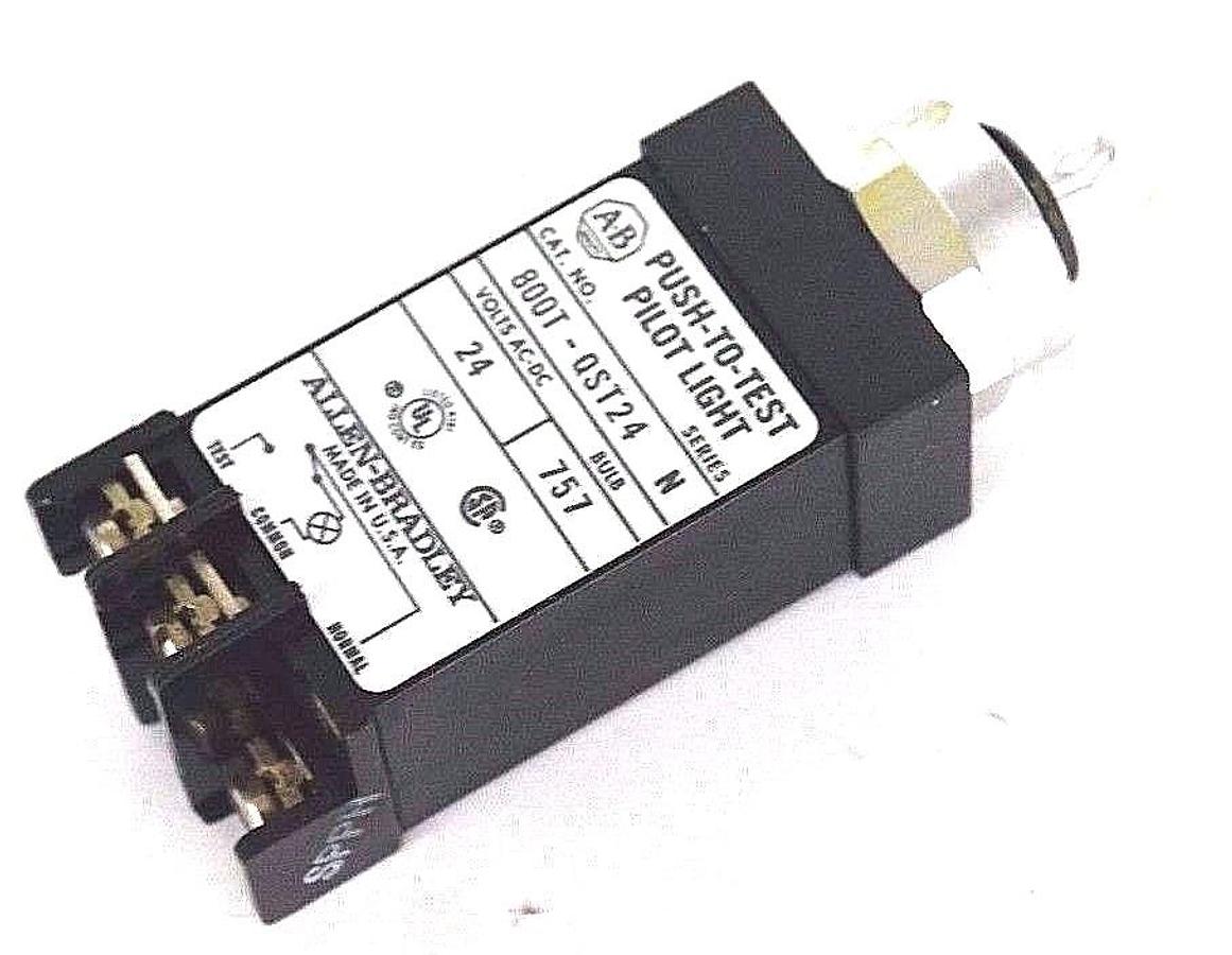 NIB ALLEN BRADLEY 800T-QST24 SER. N PUSH-TO-TEST PILOT LIGHT W/O CAP 800TQST24