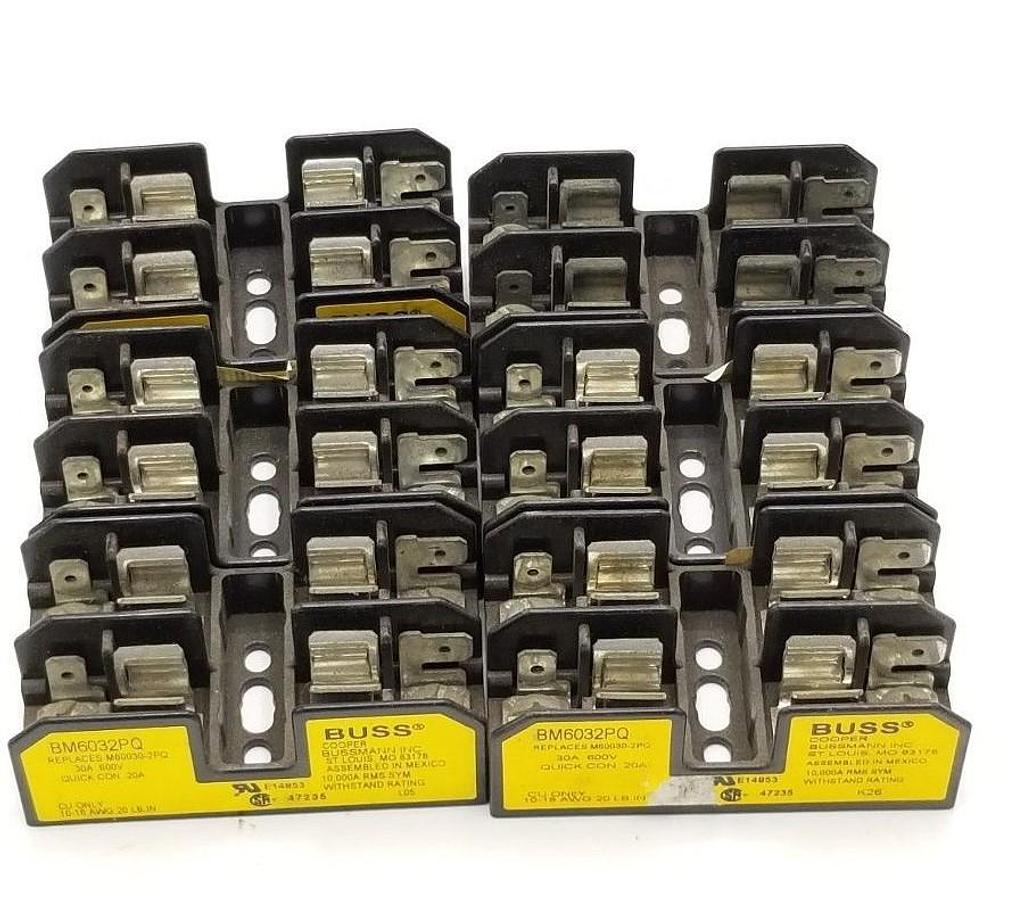 Used LOT OF 6 BUSS BM6032PQ FUSEHOLDERS, 30A, 250V, 2P