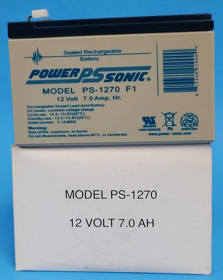 Used LOT OF 2 POWER-SONIC PS-1270 RECHARGEABLE BATTERIES 12V 7.0AH PS1270