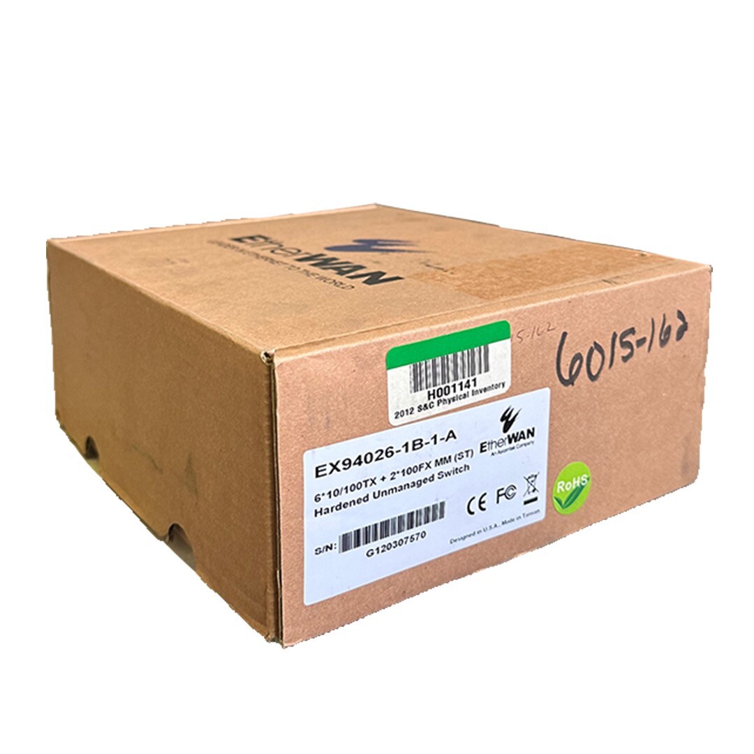Used NEW EtherWAN EX94026-1B-1-A / EX940261B1A 8-PORT HARDEDED ETHERNET SWITCH 10-48V