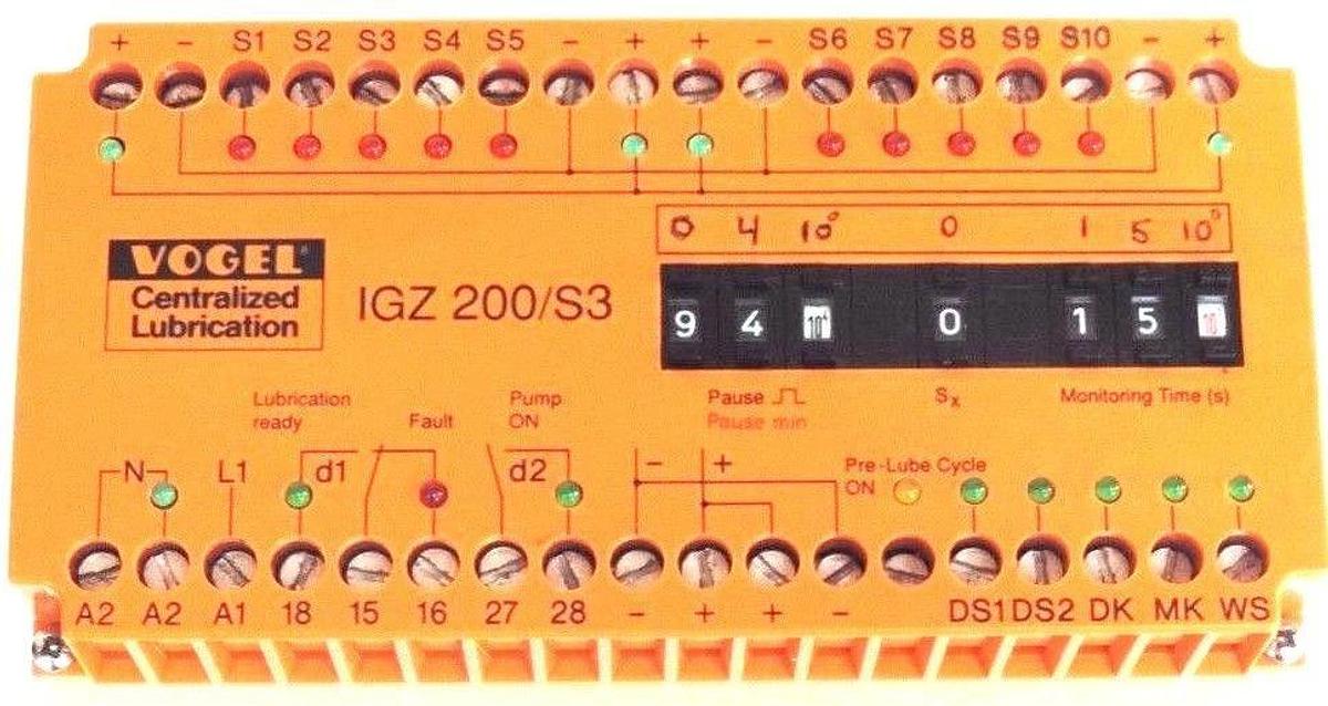 Refurbished VOGEL IGZ 200/S3 LUBRICATION TIMER MODULE 19312482, 110/120V, 50/60HZ, IGZ200S3