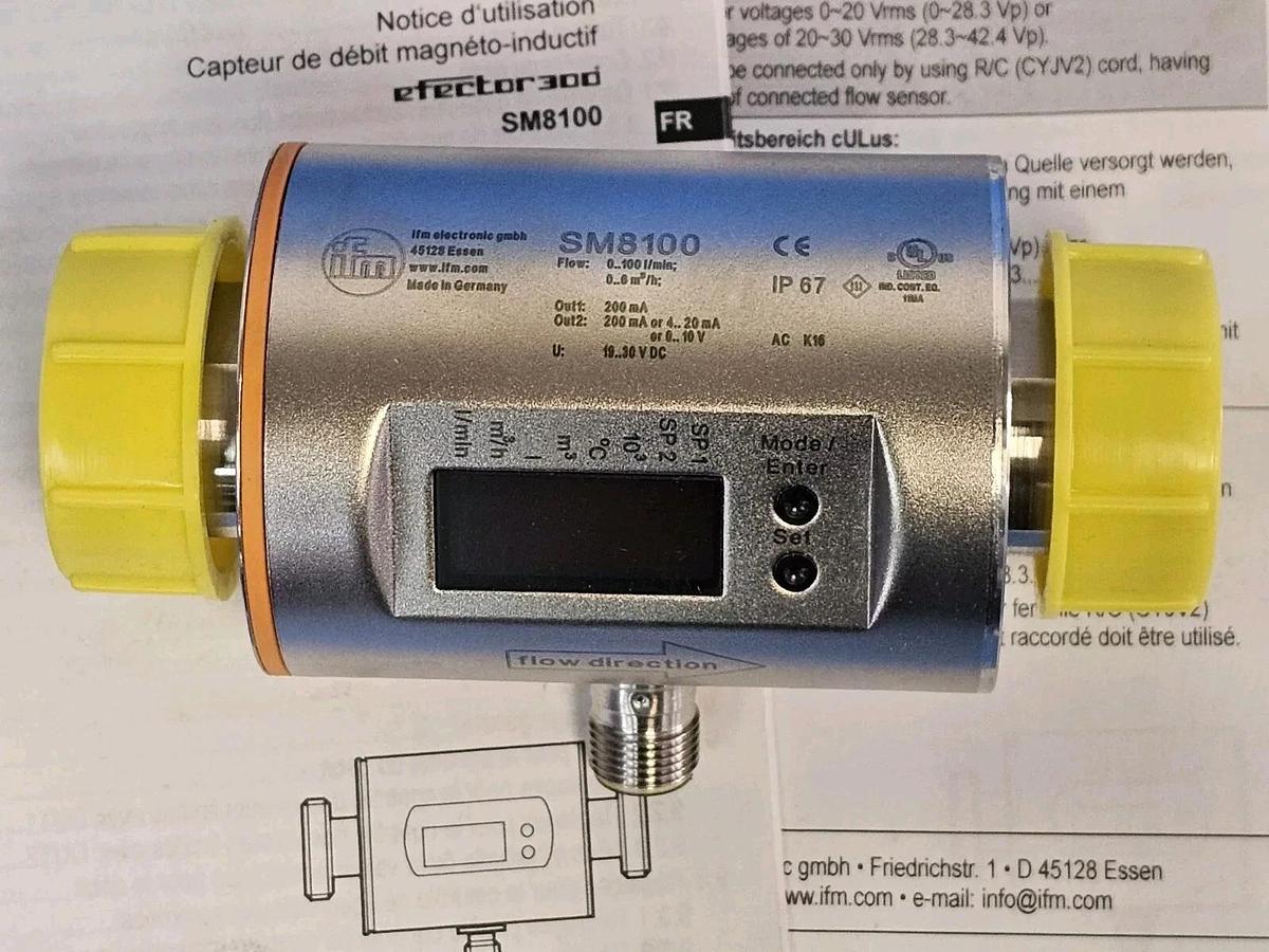 Used NIB IFM EFECTOR SMR11GGXFRKG FLOW METER SM8100