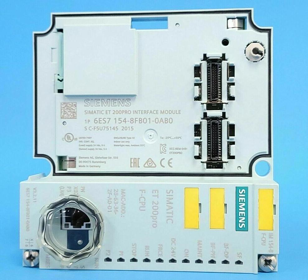 Used SIEMENS 6ES7154-8FB01-0AB0 SIMATIC ET 200PRO INTERFACE MODULE F-CPU